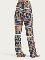 Pantalone ampio con geometric pattern in Ecoseta Marroni Donna - Ragno