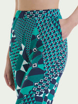 Pantalone ampio con geometric pattern in Ecoseta Blu Donna - Ragno