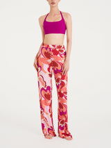 Pantalone ampio con geometric pattern in Ecoseta Rossi Donna - Ragno