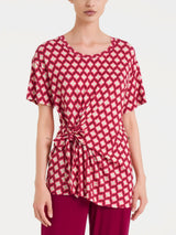 Maglietta in fantasia con nodo in Viscosa Summer Rossi Donna - Ragno