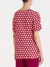 Maglietta in fantasia con nodo in Viscosa Summer Rossi Donna - Ragno