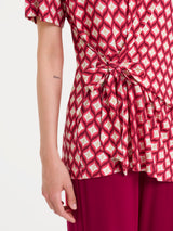 Maglietta in fantasia con nodo in Viscosa Summer Rossi Donna - Ragno