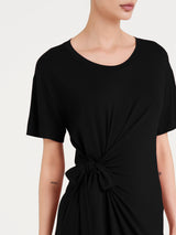 Abito tinta unita con nodo in Viscosa Summer Neri Donna - Ragno