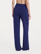 Pantalone ampio tinta unita in Ecoseta Blu Donna - Ragno