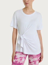 Maglietta tinta unita con nodo in Viscosa Summer Bianchi Donna - Ragno