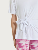 Maglietta tinta unita con nodo in Viscosa Summer Bianchi Donna - Ragno