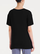 Maglietta tinta unita con nodo in Viscosa Summer Neri Donna - Ragno