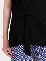 Maglietta tinta unita con nodo in Viscosa Summer Neri Donna - Ragno