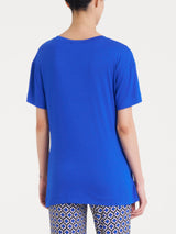 Maglietta tinta unita con nodo in Viscosa Summer Blu Donna - Ragno