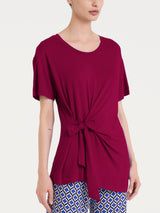Maglietta tinta unita con nodo in Viscosa Summer Rossi Donna - Ragno