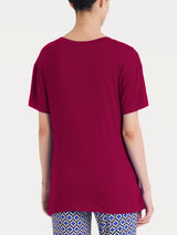 Maglietta tinta unita con nodo in Viscosa Summer Rossi Donna - Ragno