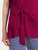Maglietta tinta unita con nodo in Viscosa Summer Rossi Donna - Ragno