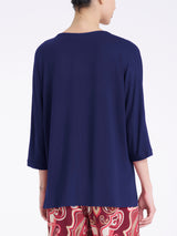 Maglietta tinta unita con manica 3/4 in Viscosa Summer Blu Donna - Ragno