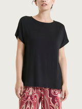 Maglietta girocollo tinta unita in Viscosa Summer Neri Donna - Ragno