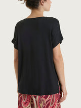 Maglietta girocollo tinta unita in Viscosa Summer Neri Donna - Ragno