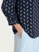 Maglietta con manica ampia 3/4 in jersey di viscosa Crêpe Blu Donna - Ragno