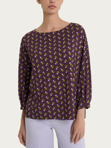 Maglietta con manica ampia 3/4 in jersey di viscosa Crêpe Viola Donna - Ragno