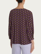 Maglietta con manica ampia 3/4 in jersey di viscosa Crêpe Viola Donna - Ragno