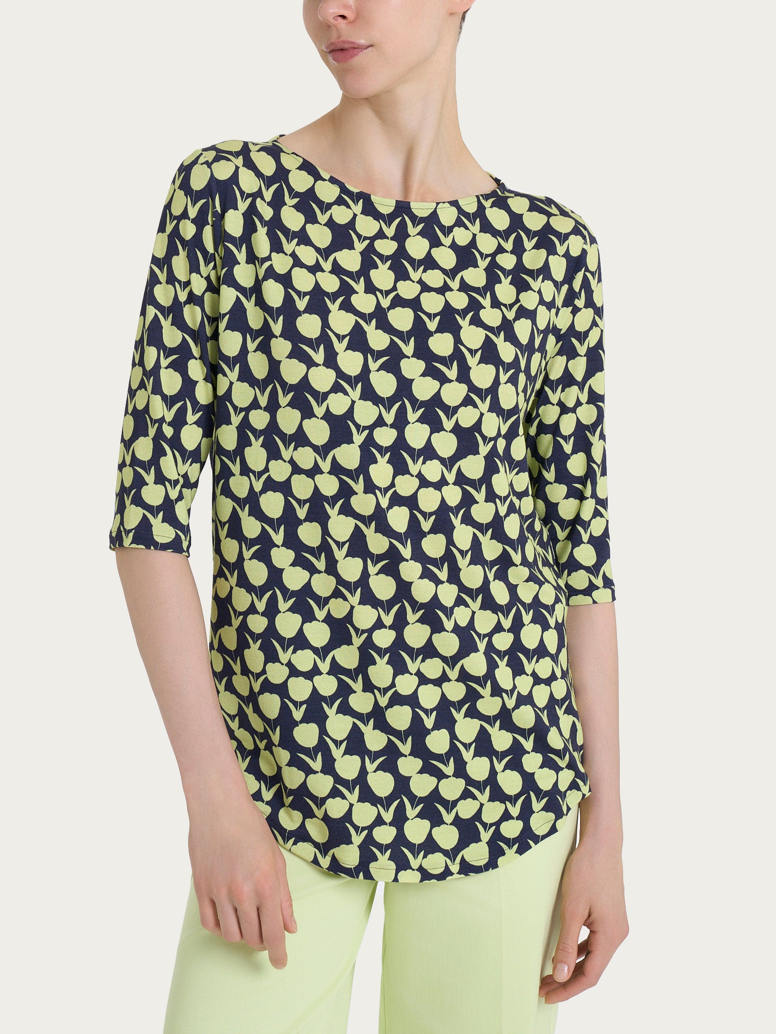 Maglietta a barchetta con tulips pattern in jersey di viscosa Crêpe  Donna - Ragno