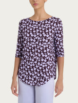 Maglietta a barchetta con tulips pattern in jersey di viscosa Crêpe Rosa Donna - Ragno