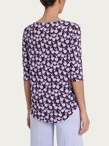Maglietta a barchetta con tulips pattern in jersey di viscosa Crêpe Rosa Donna - Ragno