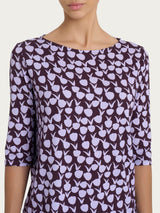 Maglietta a barchetta con tulips pattern in jersey di viscosa Crêpe Rosa Donna - Ragno
