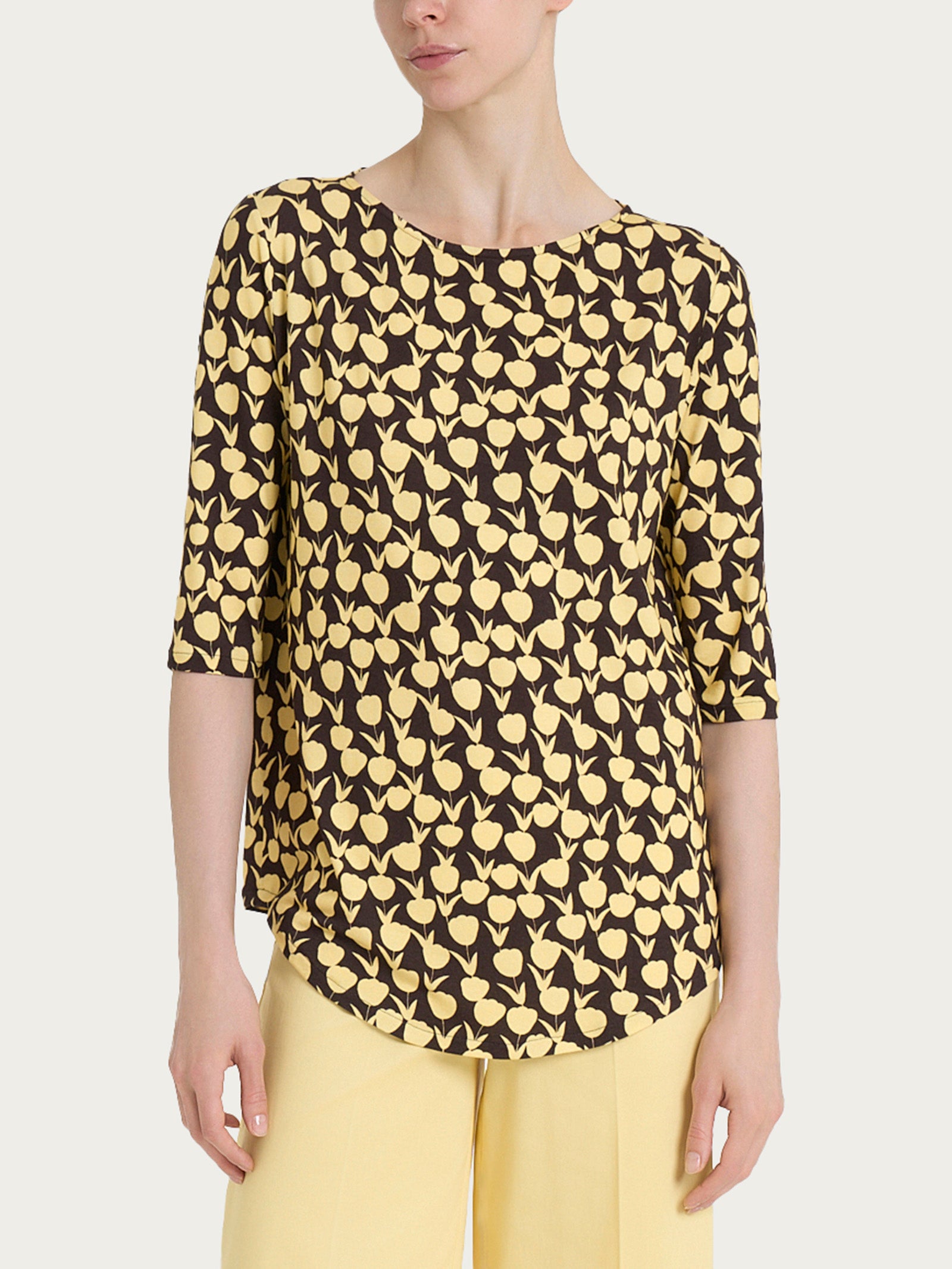 Maglietta a barchetta con tulips pattern in jersey di viscosa Crêpe  Donna - Ragno