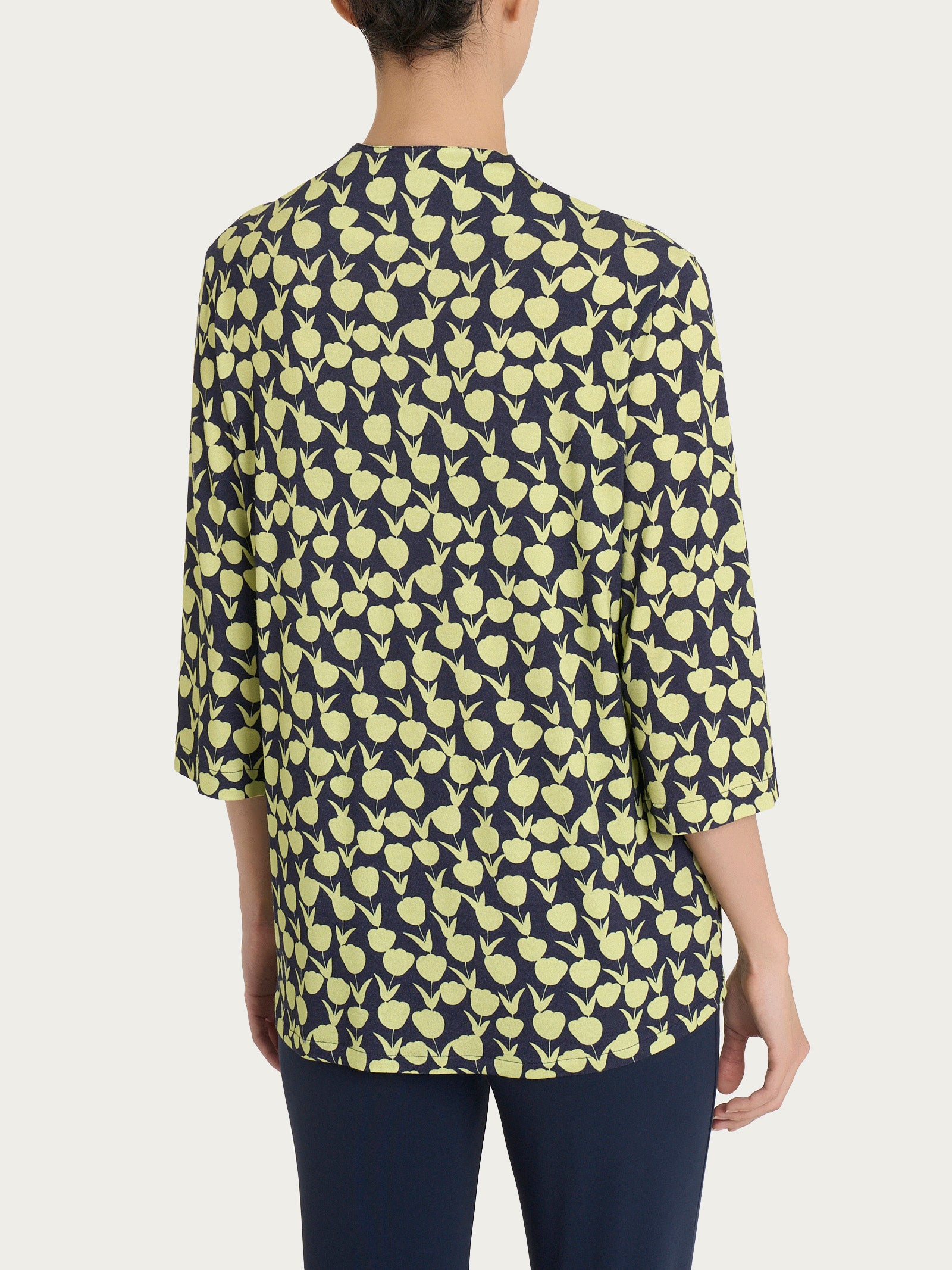 Maglietta con piega frontale e tulips pattern in jersey di viscosa Crêpe  Donna - Ragno