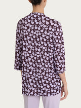 Maglietta con piega frontale e tulips pattern in jersey di viscosa Crêpe Donna - Ragno