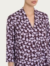 Maglietta con piega frontale e tulips pattern in jersey di viscosa Crêpe Donna - Ragno