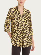 Maglietta con piega frontale e tulips pattern in jersey di viscosa Crêpe  Donna - Ragno