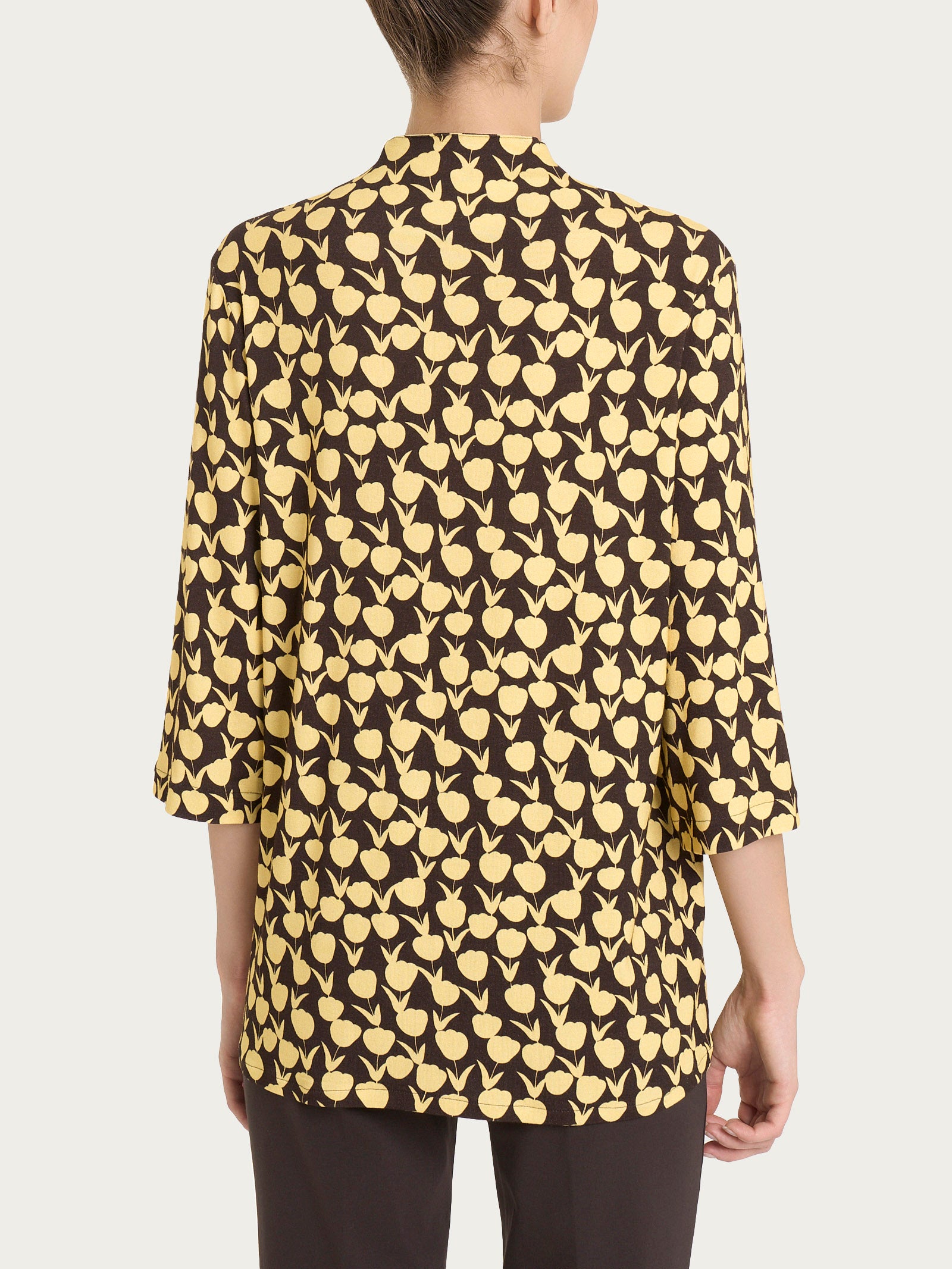 Maglietta con piega frontale e tulips pattern in jersey di viscosa Crêpe  Donna - Ragno