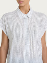 Camicia con dots e manica corta a kimono in Ecoseta Bianchi Donna - Ragno