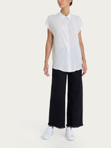 Camicia con dots e manica corta a kimono in Ecoseta Bianchi Donna - Ragno