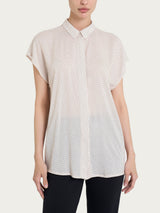 Camicia con dots e manica corta a kimono in Ecoseta Bianchi Donna - Ragno
