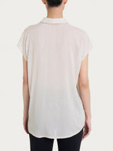 Camicia con dots e manica corta a kimono in Ecoseta Bianchi Donna - Ragno