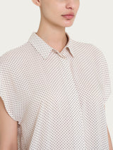 Camicia con dots e manica corta a kimono in Ecoseta Bianchi Donna - Ragno