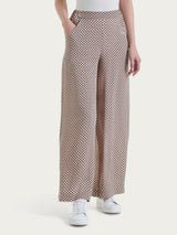 Pantalone a palazzo con tasche e micro pattern in Ecoseta  Neri Donna - Ragno