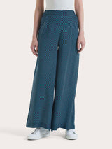 Pantalone a palazzo con tasche e micro pattern in Ecoseta Azzurri Donna - Ragno