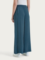 Pantalone a palazzo con tasche e micro pattern in Ecoseta Azzurri Donna - Ragno