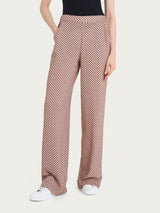 Pantalone ampio con tasche e micro pattern in Ecoseta  Neri Donna - Ragno