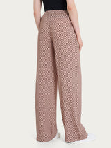 Pantalone ampio con tasche e micro pattern in Ecoseta  Neri Donna - Ragno