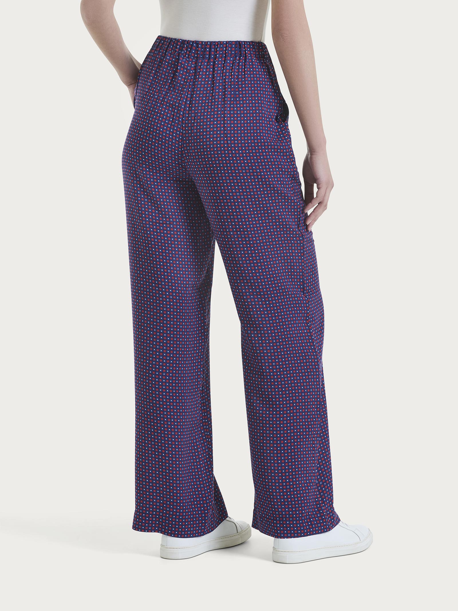 Pantalone ampio con tasche e micro pattern in Ecoseta  Rossi Donna - Ragno