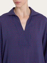 Blusa con colletto e micro pattern in Ecoseta Rossi Donna - Ragno