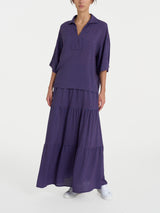 Blusa con colletto e micro pattern in Ecoseta Rossi Donna - Ragno