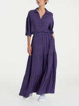 Blusa con colletto e micro pattern in Ecoseta Rossi Donna - Ragno