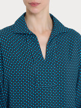 Blusa con colletto e micro pattern in Ecoseta Azzurri Donna - Ragno