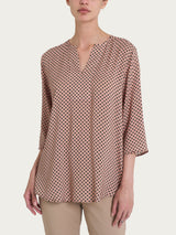 Blusa con scollo a V e micro pattern in Ecoseta Neri Donna - Ragno