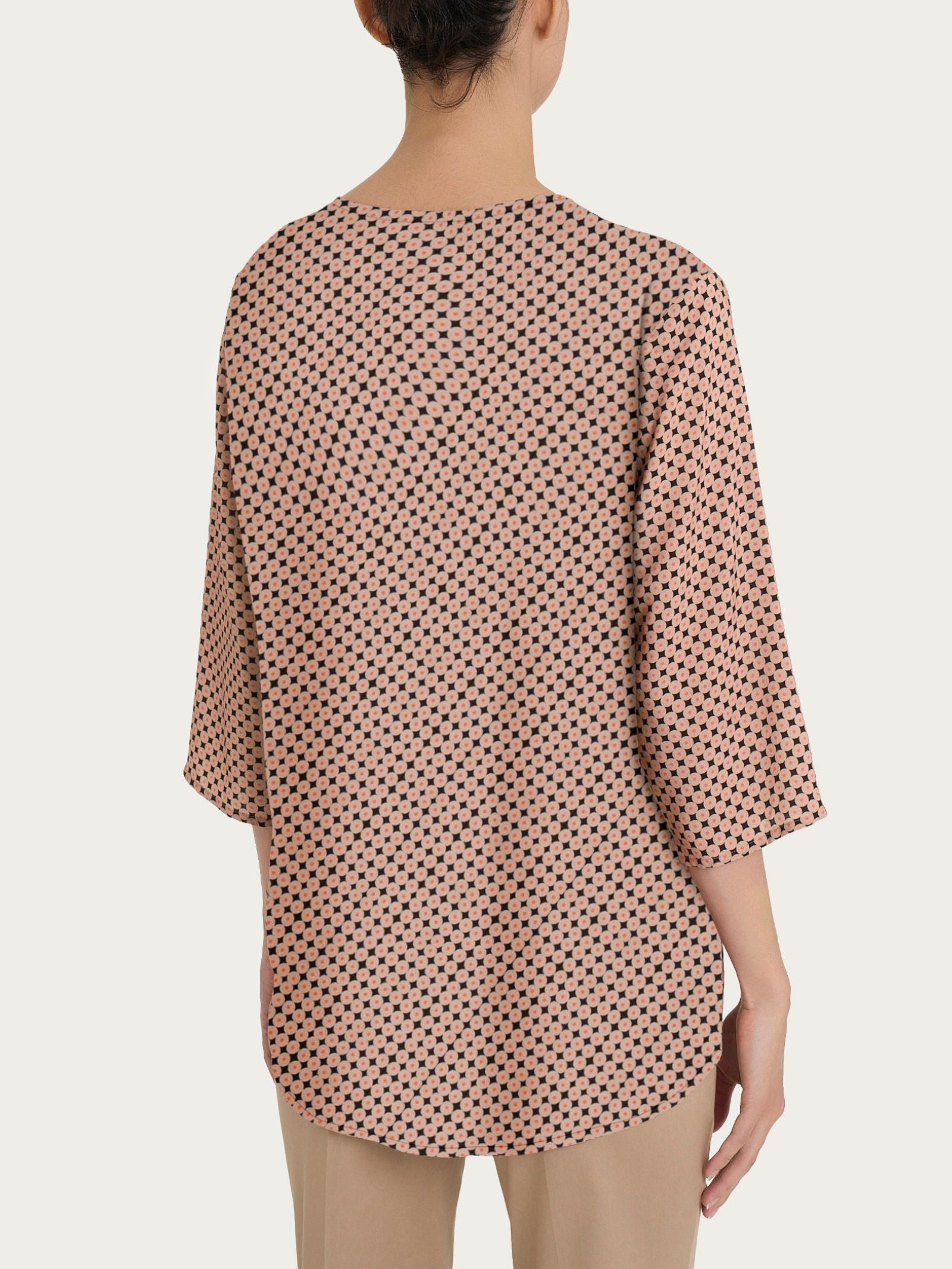 Blusa con scollo a V e micro pattern in Ecoseta Neri Donna - Ragno