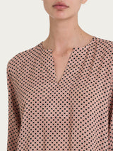 Blusa con scollo a V e micro pattern in Ecoseta Neri Donna - Ragno